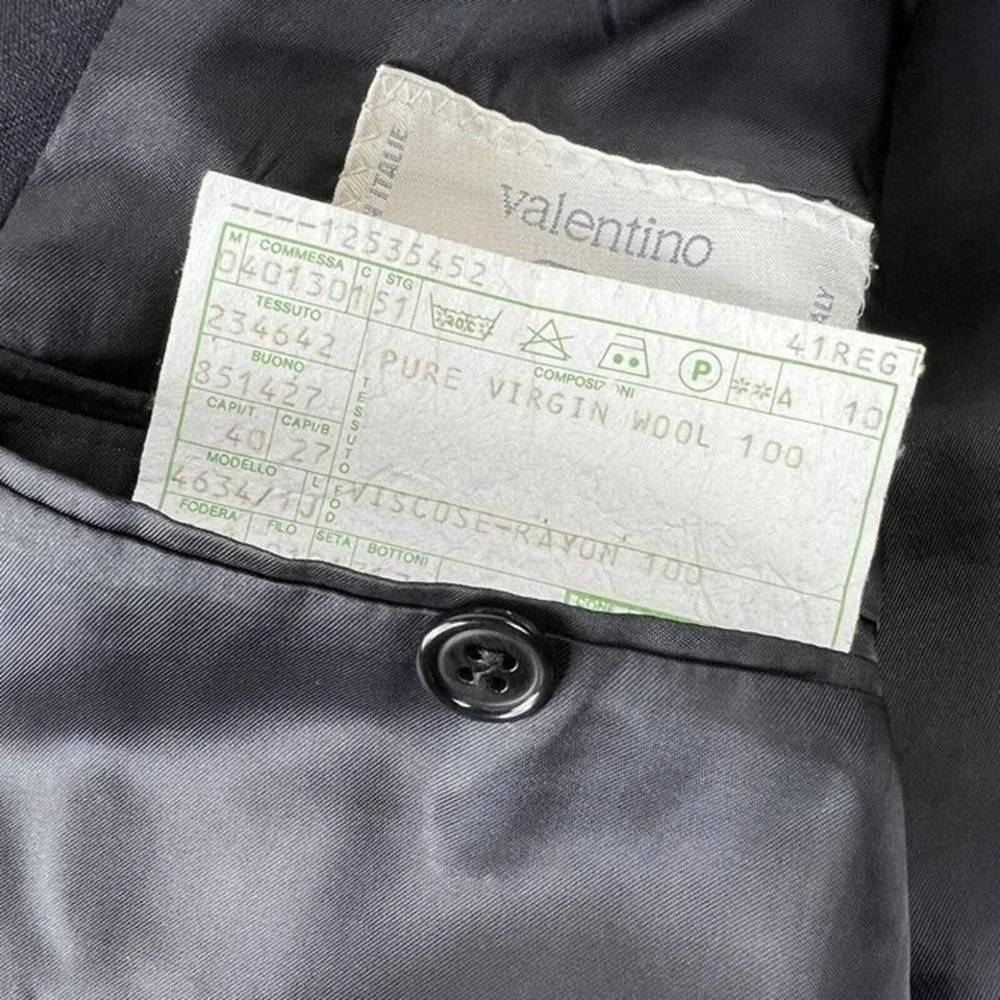 Valentino Uomo Navy Blue Virgin Wool 2 Button Sport Coat Mens Size 41R‎